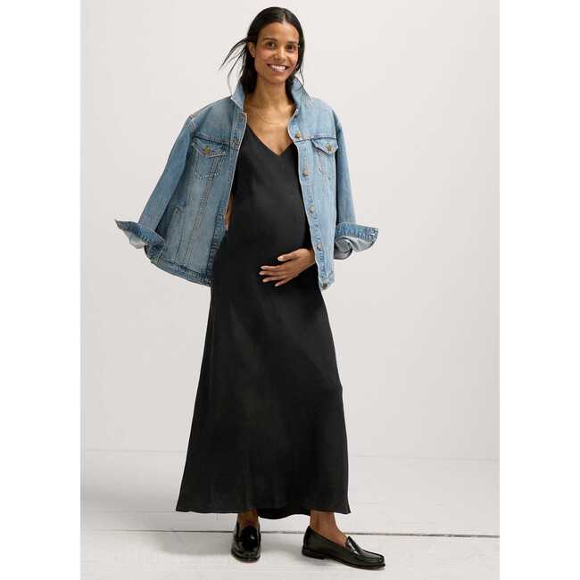 Women's The Ricky Slip Maternity Midi Dress, Black - Dresses - 2
