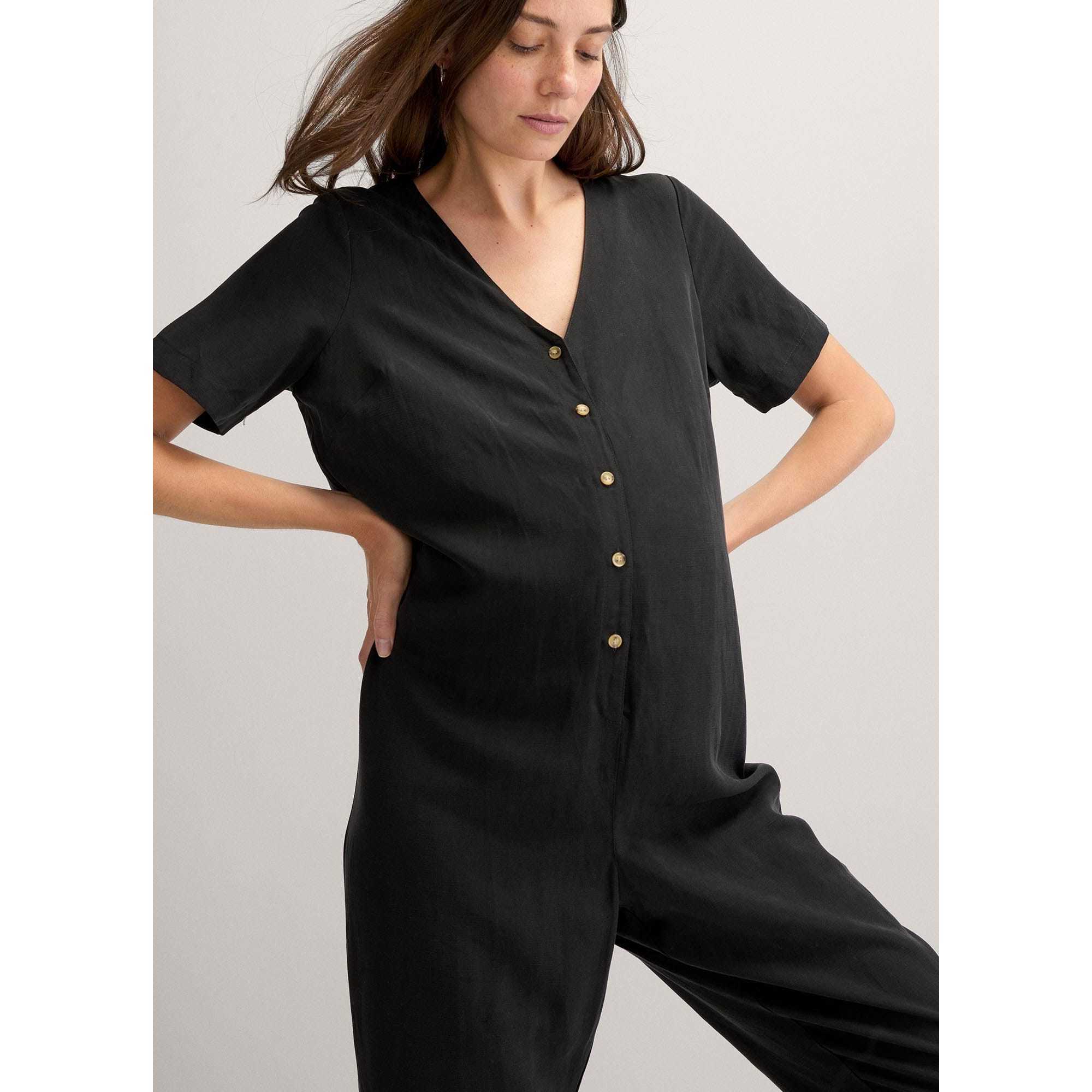 Women's The Noelle Maternity Nursing Friendly Jumpsuit, Black