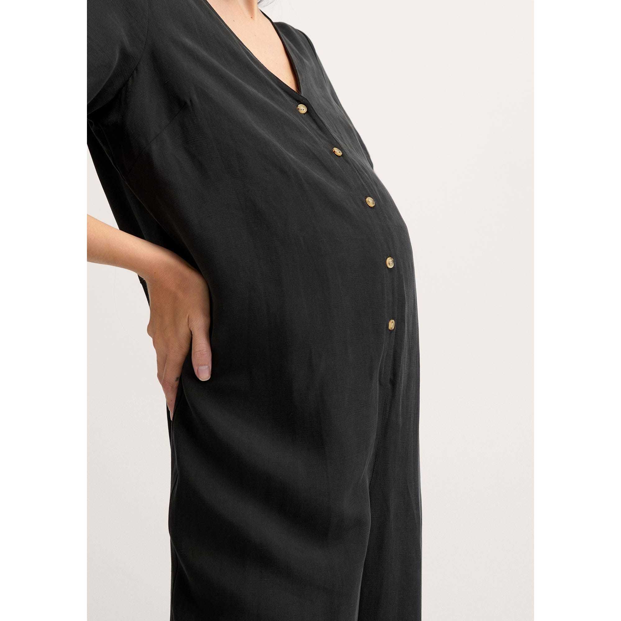 Women's The Noelle Maternity Nursing Friendly Jumpsuit, Black