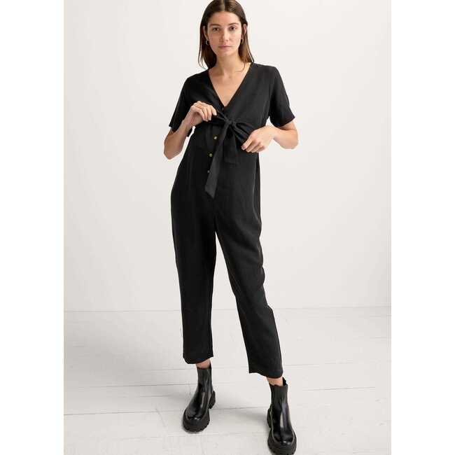 Women's The Noelle Maternity Nursing Friendly Jumpsuit, Black - Dresses - 5