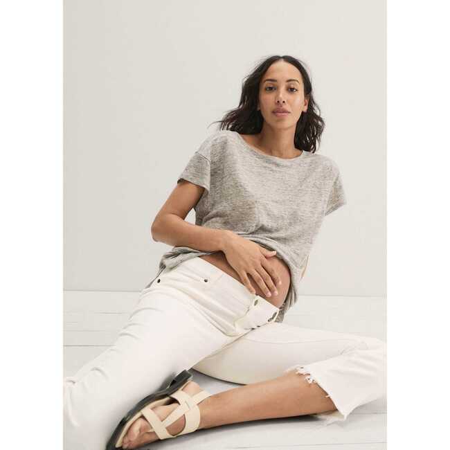 Women's The Everyday Maternity Linen T-Shirt, Heather Grey - T-Shirts - 6