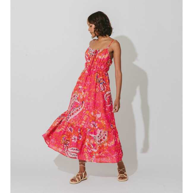 Women's Monaco Midi Dress, Hibiscus - Dresses - 3