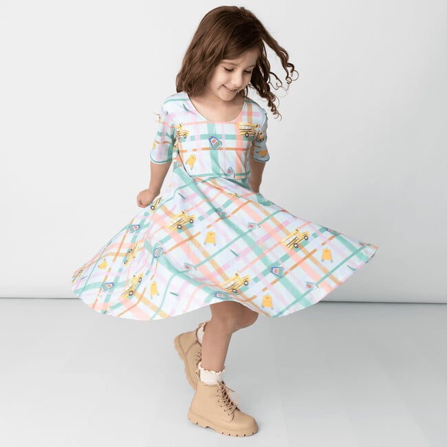 Reese Print Scoop Neck Dress, School Bus - Dresses - 4