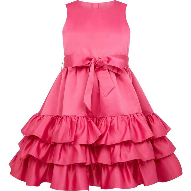 Arabella Frill Satin Party Dress, Pink