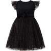 Wednesday Velvet & Glitter Tulle Party Dress, Black - Dresses - 1 - thumbnail