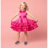 Arabella Frill Satin Party Dress, Pink - Dresses - 2