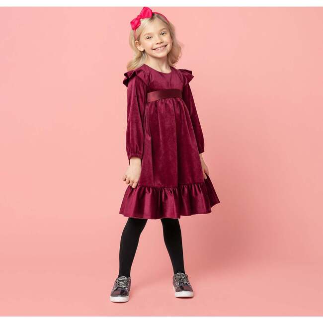 Chloe Velvet & Satin Bow Party Dress, Plum - Dresses - 2