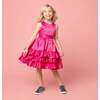 Arabella Frill Satin Party Dress, Pink - Dresses - 3