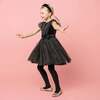 Wednesday Velvet & Glitter Tulle Party Dress, Black - Dresses - 3