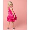 Arabella Frill Satin Party Dress, Pink - Dresses - 4