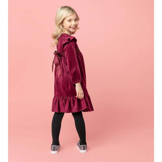 Chloe Velvet & Satin Bow Party Dress, Plum - Dresses - 4