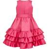 Arabella Frill Satin Party Dress, Pink - Dresses - 5