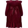 Chloe Velvet & Satin Bow Party Dress, Plum - Dresses - 5