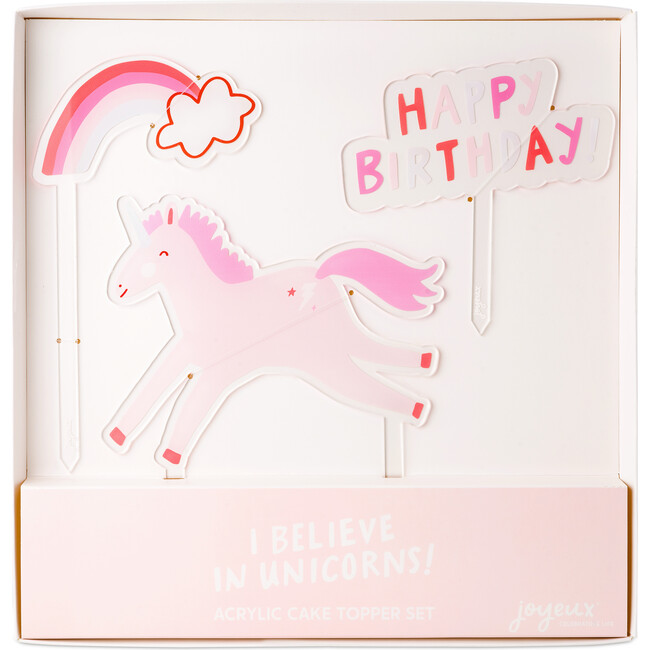 I Believe In Unicorns Acrylic Cake Topper Set