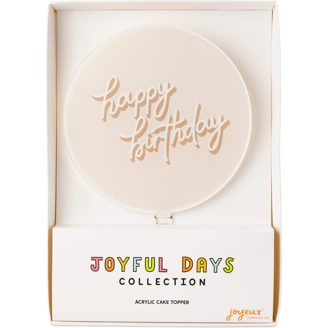 Happy Birthday Taupe Acrylic Cake Topper