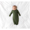 Solid Ribbed - Pine Basic Knotted Gown, Green - Nightgowns - 2