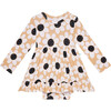Reagan Long Sleeve Ruffled Bodysuit Dress, Beige - Dresses - 1 - thumbnail