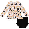 Reagan Long Sleeve Henley Peplum Top & Bloomer Set, Beige - Mixed Apparel Set - 1 - thumbnail