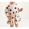 Reagan Long Sleeve Ruffled Bodysuit Dress, Beige - Dresses - 2