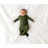 Solid Ribbed - Pine Basic Knotted Gown, Green - Nightgowns - 4