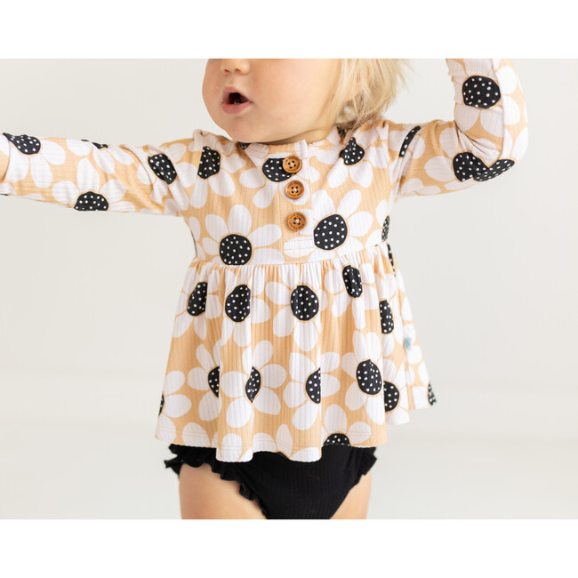Reagan Long Sleeve Henley Peplum Top & Bloomer Set, Beige - Mixed Apparel Set - 8
