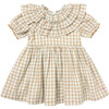 Girls Victoria Dress, Blue and Gold Plaid - Dresses - 1 - thumbnail