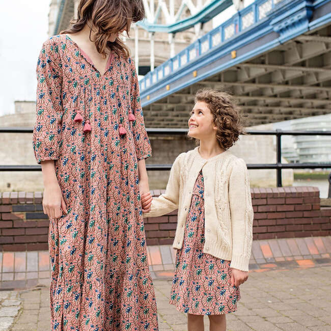 Pink chicken shops girls green floral ruffle dress 10