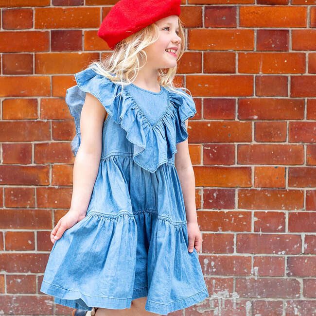 Girls Raphaela Dress, Chambray - Dresses - 2