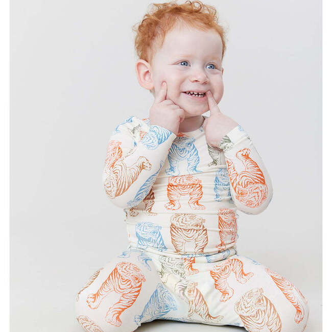 Kids Bamboo PJ Set, Multi Tiger - Pajamas - 2