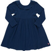 Girls Organic Princess Diana Rib Dress, Navy - Dresses - 1 - thumbnail