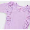 Girls Organic Ruffle Rib Top, Lavender - Shirts - 2