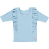 Girls Organic Ruffle Rib Top, Light Blue - Shirts - 1 - thumbnail