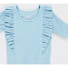 Girls Organic Ruffle Rib Top, Light Blue - Shirts - 2