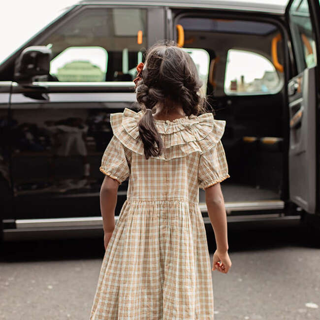 Girls Victoria Dress, Blue and Gold Plaid - Dresses - 4