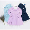 Girls Organic Princess Diana Rib Dress, Navy - Dresses - 3