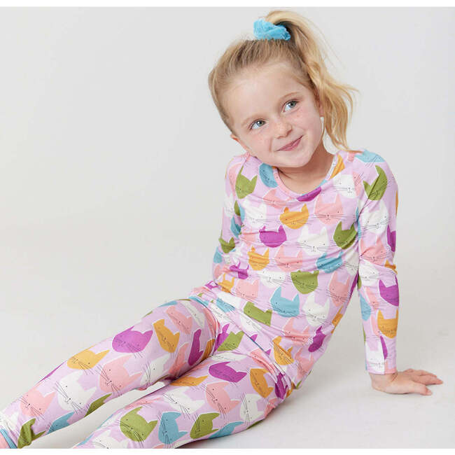 Kids Bamboo PJ Set, Multi Cats - Pajamas - 4