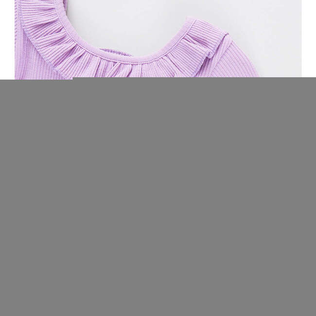 Girls Organic Princess Diana Rib Dress, Lavender - Dresses - 3
