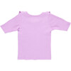 Girls Organic Ruffle Rib Top, Lavender - Shirts - 4