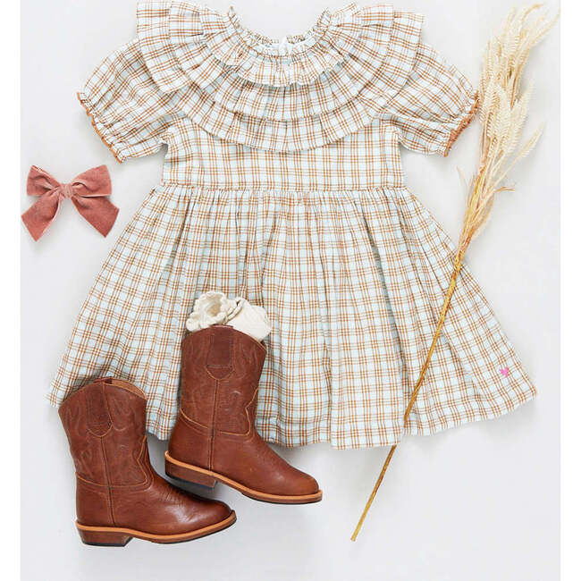 Girls Victoria Dress, Blue and Gold Plaid - Dresses - 5