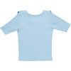 Girls Organic Ruffle Rib Top, Light Blue - Shirts - 4