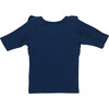 Girls Organic Ruffle Rib Top, Navy - Shirts - 4