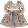 Girls Lame Steph Dress, Blue Gold Shimmer - Dresses - 1 - thumbnail