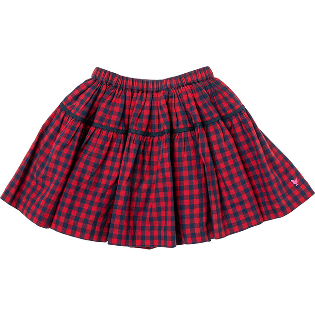 Girls Maribelle Skirt, Navy and Red Gingham