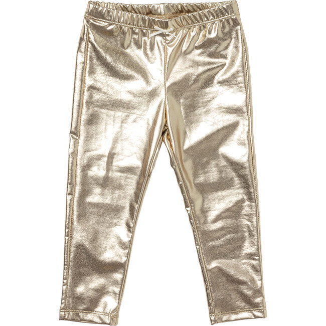Girls Lame Legging, Light Gold - Pink Chicken Pants | Maisonette