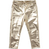 Girls Lame Legging, Light Gold - Leggings - 1 - thumbnail
