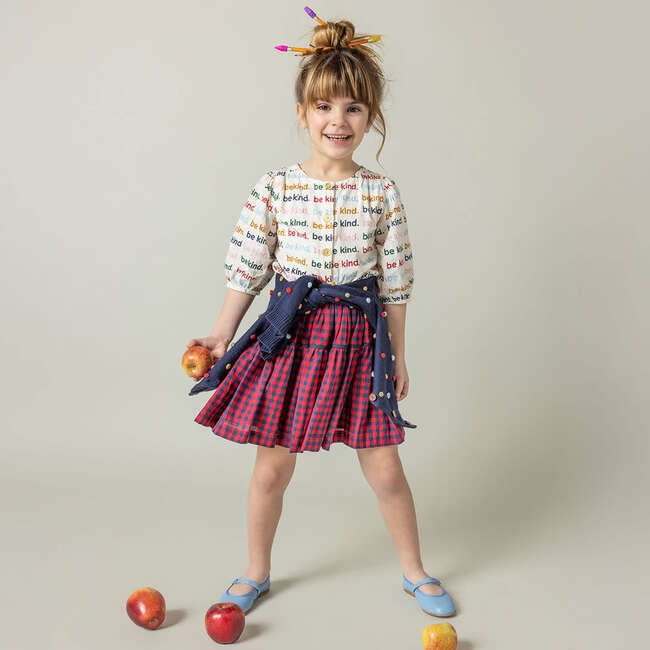 Girls Maribelle Skirt, Navy and Red Gingham - Skirts - 2