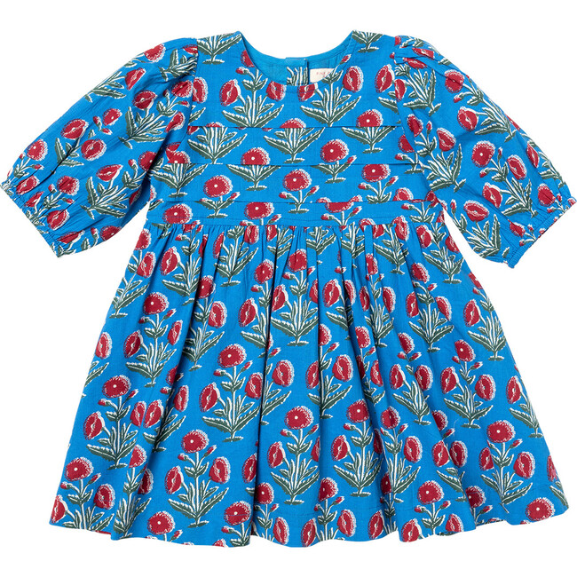 Girls Evelyn Dress, Blue Dandelion