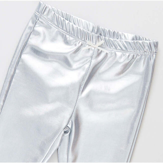 Girls Lame Legging, Silver - Leggings - 2