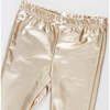 Girls Lame Legging, Light Gold - Leggings - 2