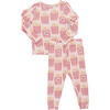 Kids Bamboo PJ Set, Pink Popcorn - Pajamas - 1 - thumbnail